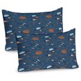 thumbnail image 1 of Ambesonne Alien Pillow Sham 2 Pack, Satellite Stars Space Theme, 26"x20", Dark Sky Blue Dark Peach, 1 of 3