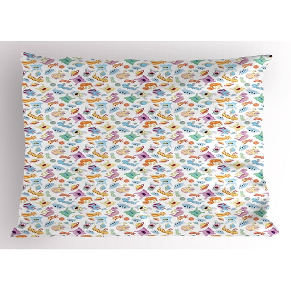 Ambesonne Alien Pillow Sham, Astronomy Themed Motifs, 26" X 20", Multicolor