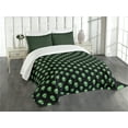 thumbnail image 1 of Ambesonne Alien Quilted Bedspread Set 3 Pcs, Martian Design, King Size, Fern Green Black, 1 of 5
