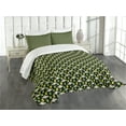thumbnail image 1 of Ambesonne Alien Quilted Bedspread Set 3 Pcs, UFO Portrait Space Crafts, King Size, Apple Green Eggshell, 1 of 5