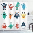 thumbnail image 1 of Ambesonne Alien Shower Curtain, Colorful Monster Graphic Art, 69"Wx84"L, White Multicolor, 1 of 4