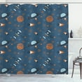 thumbnail image 1 of Ambesonne Alien Shower Curtain, Satellite Stars Space Theme, 69"Wx75"L, Dark Sky Blue Dark Peach, 1 of 4