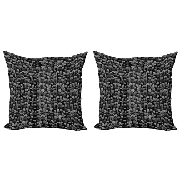 Ambesonne Alien Throw Pillow Cover 2 Pack, Funny Ghost Monster Pattern, 16", Grey and Charcoal Grey