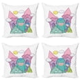 thumbnail image 1 of Ambesonne Alien Throw Pillow Cover 4 Pack, Little Girl Monster Castle, 18", Multicolor, 1 of 2