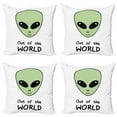 thumbnail image 1 of Ambesonne Alien Throw Pillow Cover 4 Pack, Out of This World UFO Being, 16", Pale Green Charcoal Grey, 1 of 2