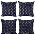 thumbnail image 1 of Ambesonne Alien Throw Pillow Cover 4 Pack, Stars Rockets and Planets, 18", Multicolor, 1 of 2