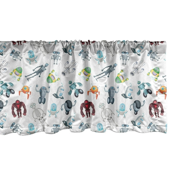 Ambesonne Alien Window Valance, Mechanical Robots Futuristic, 54" X 18", Multicolor