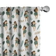 thumbnail image 1 of Ambesonne Aloha Curtains, Traditional Hawaii Woman Art, Pair of 28"x63", White Amber Laurel Green, 1 of 4