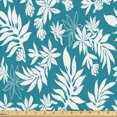 thumbnail image 1 of Ambesonne Aloha Fabric by the Yard Upholstery, Summer Hawaiian Exotic Floral, 10 Yards, Dark Turquoise and White, 1 of 5
