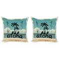 thumbnail image 1 of Ambesonne Aloha Throw Pillow Cover 2 Pack, Grunge Typography Palm Trees, 16", Seafoam Dark Green, 1 of 2