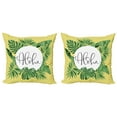 thumbnail image 1 of Ambesonne Aloha Throw Pillow Cover 2 Pack, Pencil Drawing Leaves Zigzags, 18", Fern Green Pastel Yellow, 1 of 2