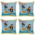 thumbnail image 1 of Ambesonne Aloha Throw Pillow Cover 4 Pack, Brunette Hair Hawaiian Lady, 20", Multicolor, 1 of 5