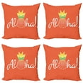 thumbnail image 1 of Ambesonne Aloha Throw Pillow Cover 4 Pack, Hawaiian Theme with Pineapple, 20", Burnt Sienna Lime Green, 1 of 5
