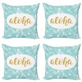 thumbnail image 1 of Ambesonne Aloha Throw Pillow Cover 4 Pack, Wording with Palm Tree Leaves, 16", Seafoam Yellow, 1 of 7