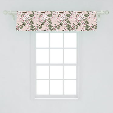 Ambesonne Aloha Window Valance, Frangipani Flowers Layout, 54" X 12", Blush Multicolor