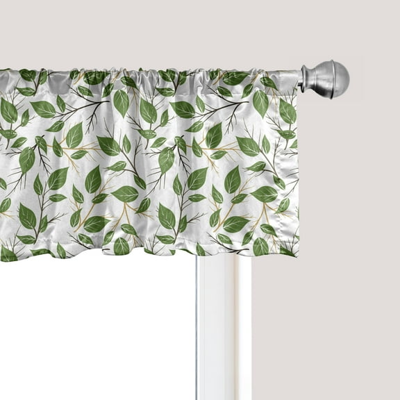 Ambesonne Aloha Window Valance, Leafy Flourishing Pattern, 54" X 18", Brown Green Camel