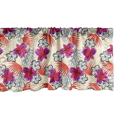 Ambesonne Aloha Window Valance, Paradise Island Rainforest, 54" X 18", Multicolor