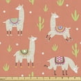 thumbnail image 1 of Ambesonne Alpaca Cactus Fabric by the Yard Upholstery, Jumping Llama Art, 5 Yards, Salmon Eggshell, 1 of 5