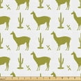 thumbnail image 1 of Ambesonne Alpaca Fabric by the Yard Upholstery, Cactus and Llamas Pattern, 1 Yard, Pale Olive Green White, 1 of 5