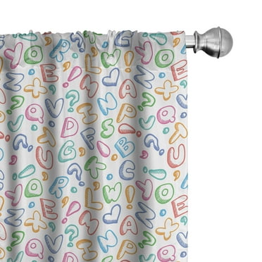 Ambesonne Alphabet Curtains, Colored Letters, Pair of 28"x84", Multicolor