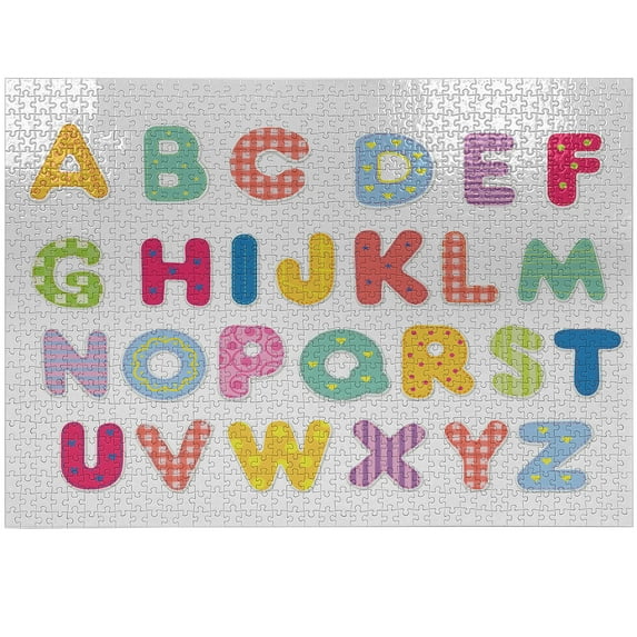 Ambesonne Alphabet Jigsaw Puzzle Durable Cardboard, Colorful Printed Letters, 1000 pcs, Multicolor