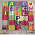 thumbnail image 1 of Ambesonne Alphabet Kitchen Curtains, ABC and Fruits Squares, 55"x45", Multicolor, 1 of 3