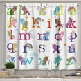 thumbnail image 1 of Ambesonne Alphabet Kitchen Curtains, Letters Fun with Unicorns, 55"x36", White Multicolor, 1 of 3