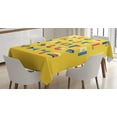 thumbnail image 1 of Ambesonne Alphabet Tablecloth Rectangular Table Cover, Geometric Small Letters, 60"x84", Yellow and Multicolor, 1 of 4
