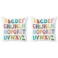 thumbnail image 1 of Ambesonne Alphabet Throw Pillow Cover 2 Pack, Basic Colorful Letters, 20", White Multicolor, 1 of 7