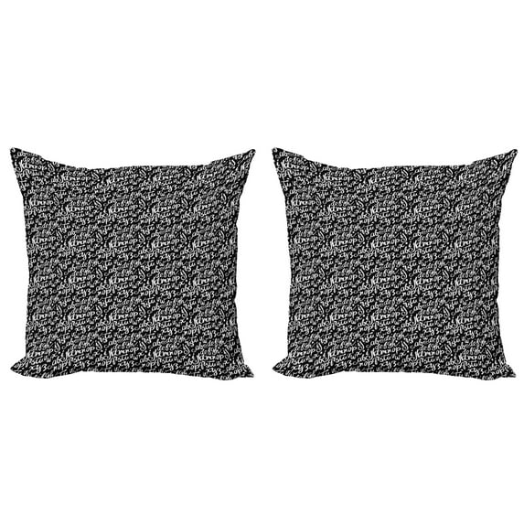 Ambesonne Alphabet Throw Pillow Cover 2 Pack, Cursive Custom Lettering, 20", Charcoal Grey and White