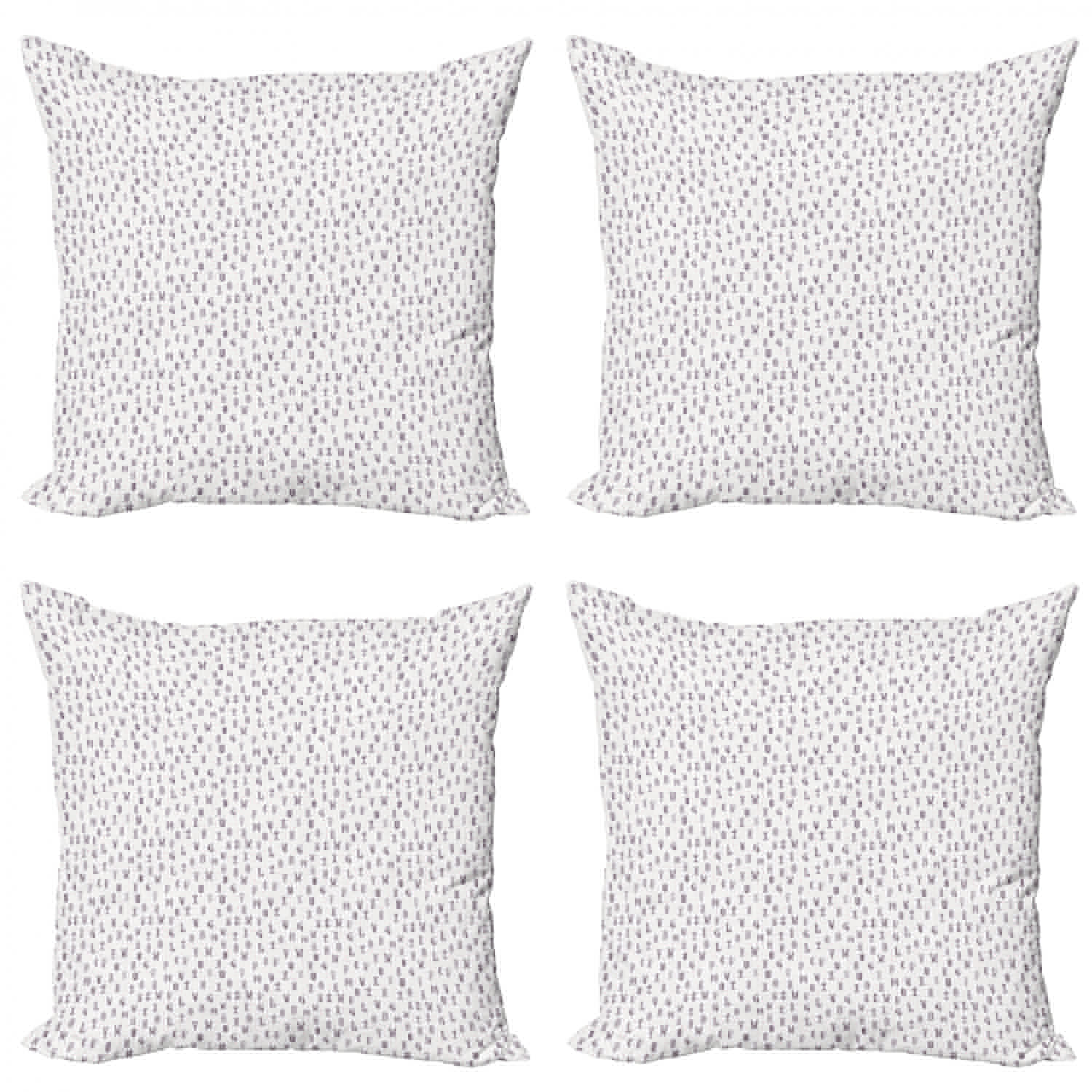 Ambesonne Alphabet Throw Pillow Cover 4 Pack, Ornate Typography, 20", Pale Eggplant Dried Rose
