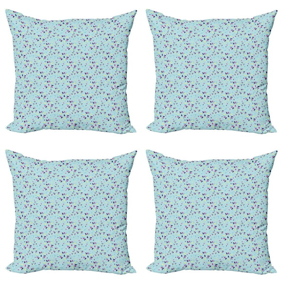 Ambesonne Alphabet Throw Pillow Cover 4 Pack, Whimsical Alphabetic, 20", Aqua Indigo