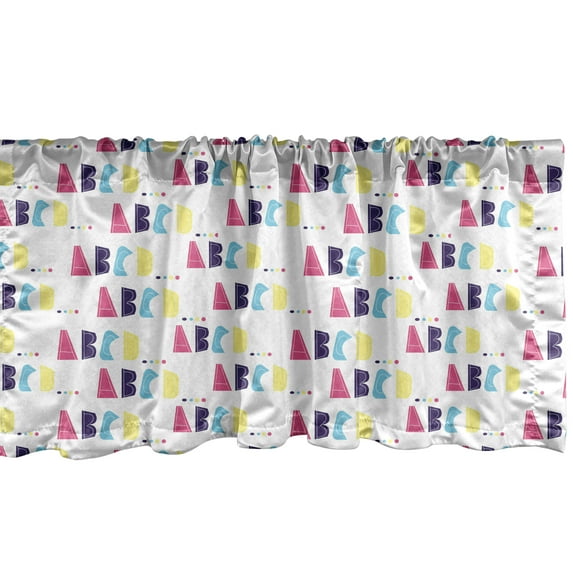 Ambesonne Alphabet Valance Pack of 2, Colorful A B C D Letters, 42"X12", White Multicolor