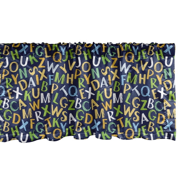 Ambesonne Alphabet Valance Pack of 2, Irregular English Letters, 42"X12", Night Blue Multicolor