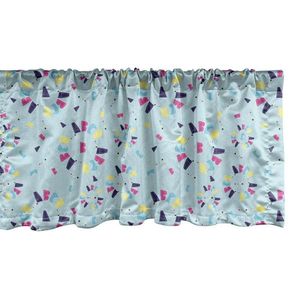 Ambesonne Alphabet Valance Pack of 2, Whimsical Alphabetic, 54"X18", Aqua Indigo