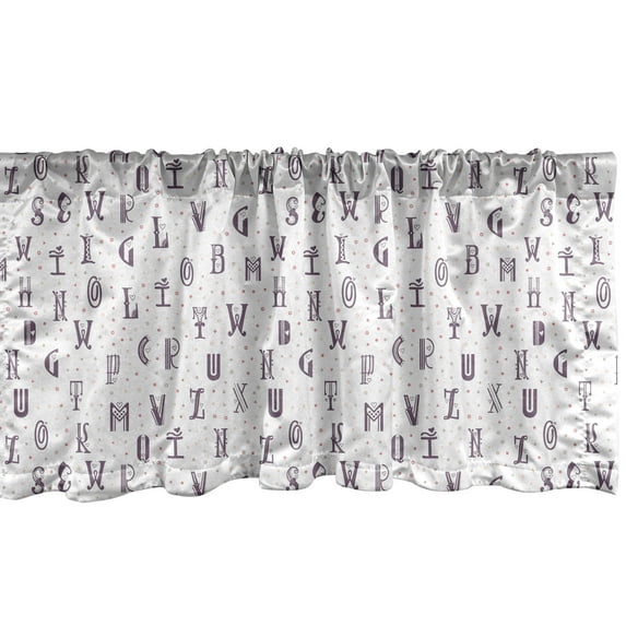Ambesonne Alphabet Window Valance, Ornate Typography, 54" X 18", Pale Eggplant Dried Rose