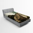 thumbnail image 1 of Ambesonne America Fitted Sheet, Waterfall Yosemite Park, Twin Size, Brown Reseda Green, 1 of 2