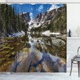 thumbnail image 1 of Ambesonne America Shower Curtain, Mountain Lake Park West, 69"Wx84"L, Green Brown Blue, 1 of 5