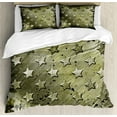 thumbnail image 1 of Ambesonne American Duvet Cover Set, Grunge Effect Stars, Queen, Olive, 1 of 3