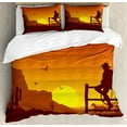 thumbnail image 1 of Ambesonne American Duvet Cover Sets, Wild West Sunset Scene, 2-Queen, Burnt Orange, 1 of 7