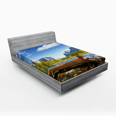 Ambesonne American Fitted Sheet, California Yosemite, Full Size, Green Blue