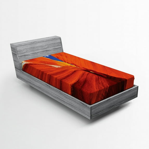 Ambesonne American Fitted Sheet, Grand Canyon USA Rocks, Twin Size, Orange Blue
