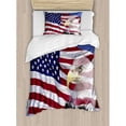 thumbnail image 1 of Ambesonne American Flag Bless in the Wind with Eagle Icon Double Exposure Citizen Image Duvet Cover Set, 1 of 3