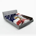 thumbnail image 1 of Ambesonne American Flag Fitted Sheet, Bald Eagle, Queen Size, Multicolor, 1 of 3