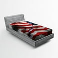 thumbnail image 1 of Ambesonne American Flag Fitted Sheet, Banner in Sky, Twin XL Size, Grey Red Blue, 1 of 2