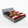 thumbnail image 1 of Ambesonne American Flag Fitted Sheet, Grunge Baseball, Queen Size, Brown Red Blue, 1 of 3
