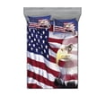 thumbnail image 1 of Ambesonne American Flag Fitted Sheet & Pillow Sham Set, Bless America Flag, Queen, Multicolor, 1 of 2