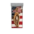 thumbnail image 1 of Ambesonne American Flag Fitted Sheet & Pillow Sham Set, Grunge Baseball, Twinxl, Brown Red Blue, 1 of 2