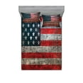 thumbnail image 1 of Ambesonne American Flag Fitted Sheet & Pillow Sham Set, US Flag Plate, Queen, Red Grey, 1 of 2