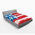 thumbnail image 1 of Ambesonne American Flag Fitted Sheet, Retro Royal Art, Queen Size, Coral White, 1 of 2